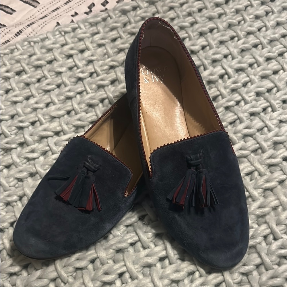 Women's Navy Tassel Loafers
